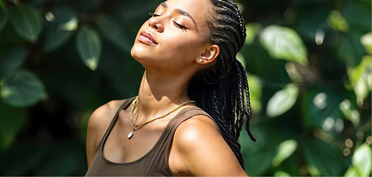 Woman taking a quiet moment outdoors
